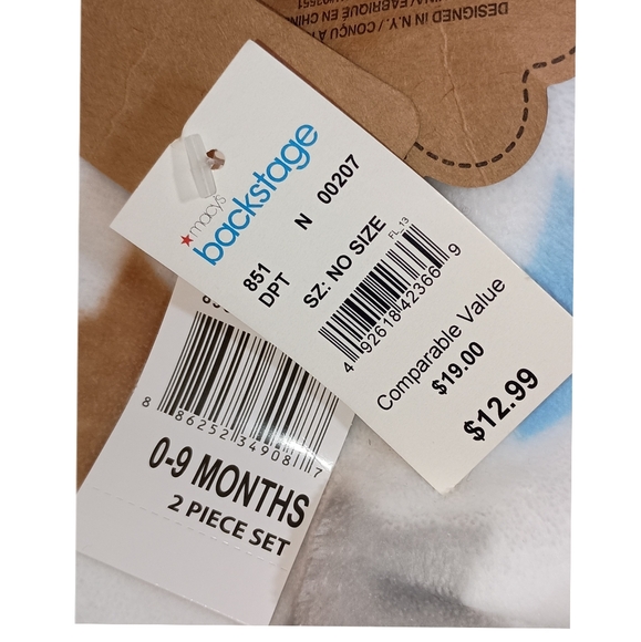 Baby Essentials 2 Piece Set Bath Robe & Snuggle Toy Lovey. Robe 0-9 Months. NWT - Picture 7 of 9